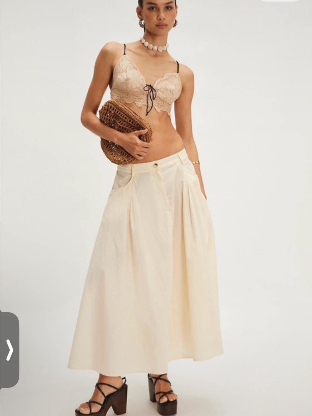 Free People NWT size small Cream Maxi Skirt - Neutral Flowy A-Line